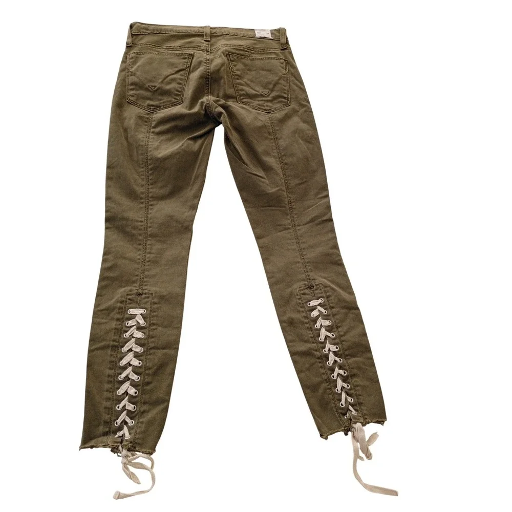 HUDSON NWT Nico Super Skinny Lace Up Crop Jeans‎ Olive Green 25x26 NWOT $245